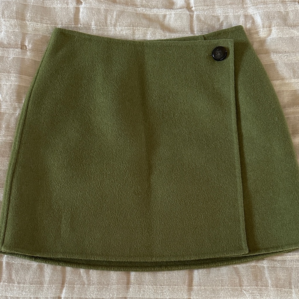 Sezane Olive Mini Skirt